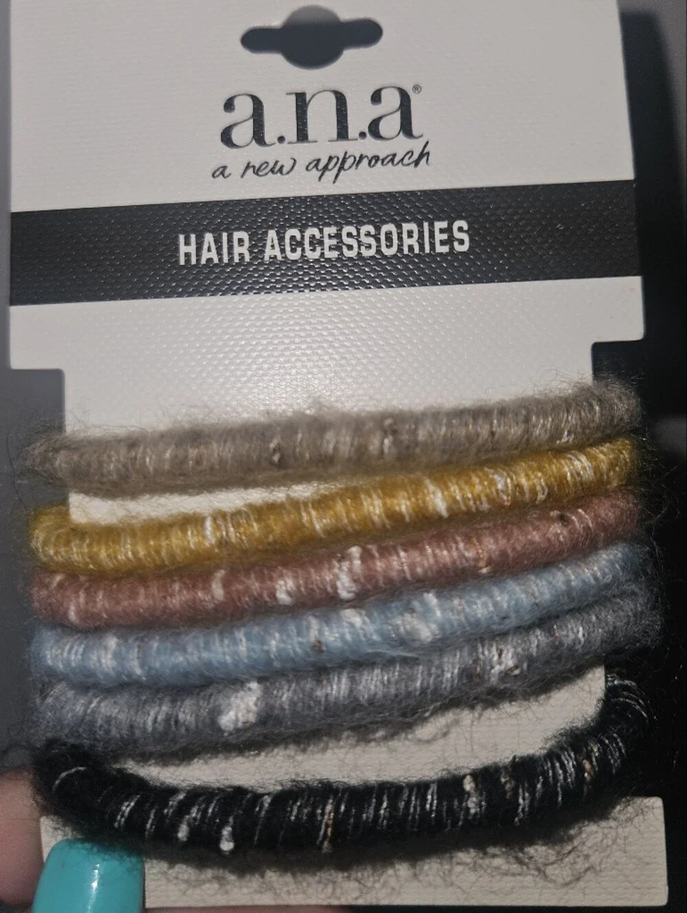 NWT a.n.a A New Approach Multicolor Wool-Wrap Hair Ties - Set of 6